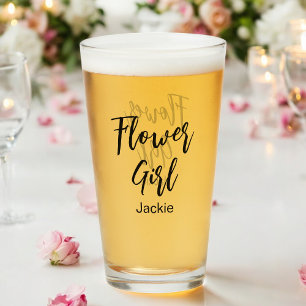 Bloemenmeisje Bruiloft Zwart Wit Glas Cup