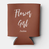 Bloemenmeisje Bruin Witte Trouwterracotta Blikjeskoeler (Voorkant)