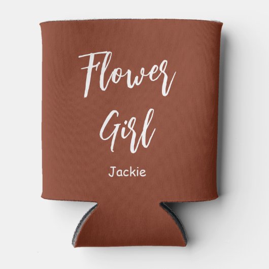 Bloemenmeisje Bruin Witte Trouwterracotta Blikjeskoeler (Voorkant)