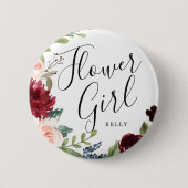 Bloemenmeisje Burgundy Bouquet Custom Wedding Ronde Button 5,7 Cm (Voorkant)