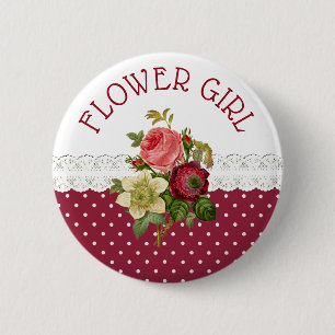 BLOEMENMEISJE Burgundy Rozen Wedding Button