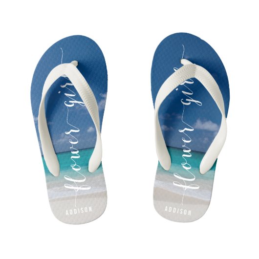Bloemenmeisje Calligrafie Beach Wedding Teenslippe Kinder Teenslippers (Voetbed)