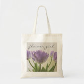 Bloemenmeisje canvas tas met paarse trouwtulpen (Voorkant)