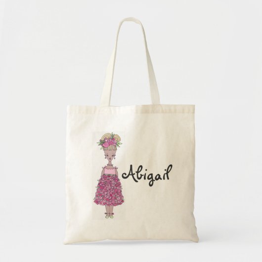 Bloemenmeisje Canvas tas - Personaliseren (Abigail (Voorkant)