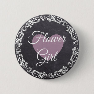 Bloemenmeisje Chalkboard Style Bachelorette Party Ronde Button 5,7 Cm