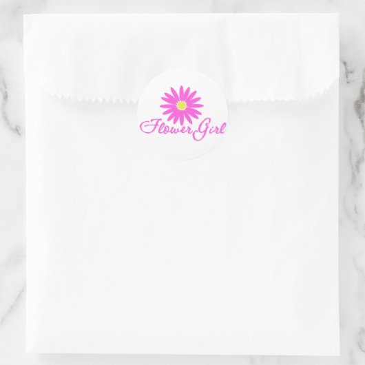 Bloemenmeisje Daisy/ Roze Ronde Sticker (Tas)