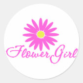 Bloemenmeisje Daisy/ Roze Ronde Sticker (Voorkant)