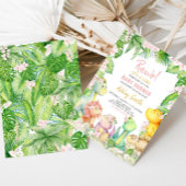 Bloemenmeisje dinosaurus Baby shower Kaart