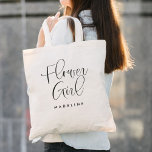 Bloemenmeisje eenvoudige kalligrafie bruiloft tote bag<br><div class="desc">Bloemenmeisje Simple Calligraphy Wedding Canvas tas heeft leuke en  kalligrafie,  samen met de achternaam van het bloemenmeisje.</div>