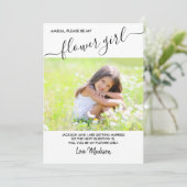 Bloemenmeisje Elegante Script Foto Aanzoekkaart Kaart (Staand voorkant)