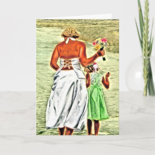 Bloemenmeisje en Bride, gefeliciteerd met bruiloft Kaart (Voorkant)