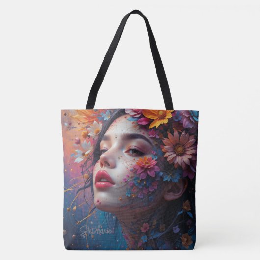 Bloemenmeisje Fantasy Tote Bag (Voorkant)
