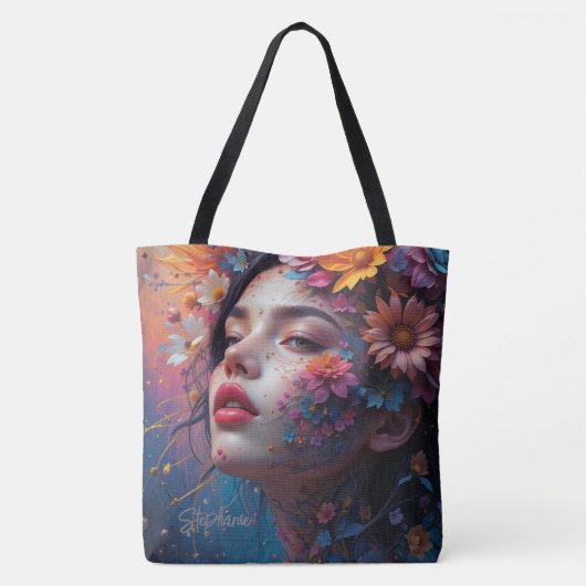 Bloemenmeisje Fantasy Tote Bag (Achterkant)