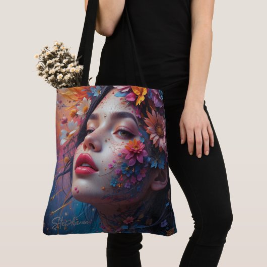 Bloemenmeisje Fantasy Tote Bag (Dichtbij)
