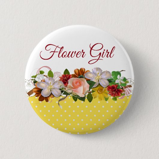 Bloemenmeisje Floral Bouquet Wedding Button (Voorkant)