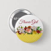Bloemenmeisje Floral Bouquet Wedding Button (Voorkant /achterkant)