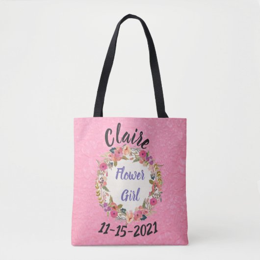 Bloemenmeisje Floral krans ontwerp Tote Bag (Voorkant)