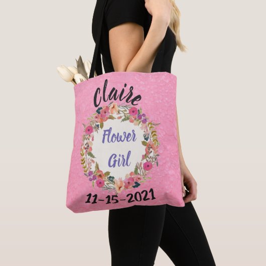 Bloemenmeisje Floral krans ontwerp Tote Bag (Dichtbij)