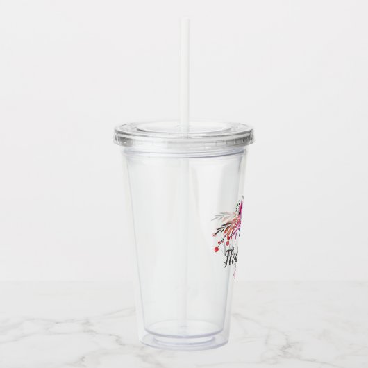 Bloemenmeisje Floral Persoonlijk Acryl Drinkbeker (Rechts)