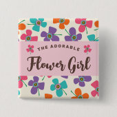 BLOEMENMEISJE Fun Daisies Pop Cute Wedding Name Ta Vierkante Button 5,1 Cm (Voorkant)