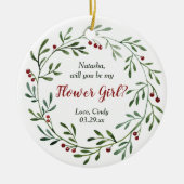 Bloemenmeisje Gepersonaliseerd voorstel Greenery W Keramisch Ornament (Voorkant)