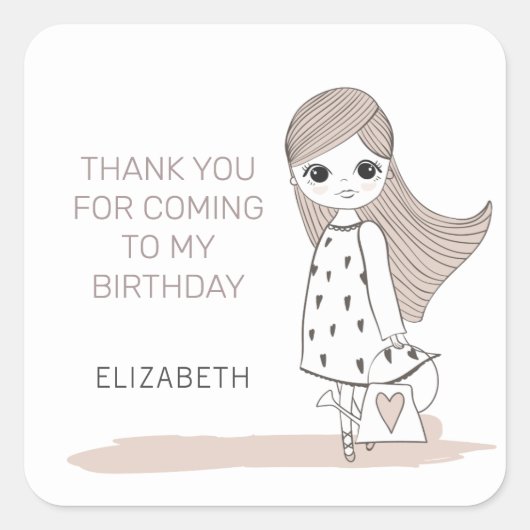 Bloemenmeisje | Gepersonaliseerde Birthday Sticker (Voorkant)