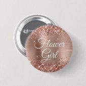 Bloemenmeisje Glittery Roos Gold Foil Ronde Button 5,7 Cm (Voorkant /achterkant)