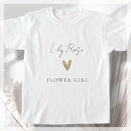 Bloemenmeisje Gold Heart Modern Script T-shirt