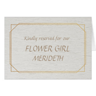 Bloemenmeisje Gouden en Witte Plaats Naamkaart