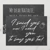 Bloemenmeisje grappige schoolbord typografie trouw kaart (Voorkant / Achterkant)