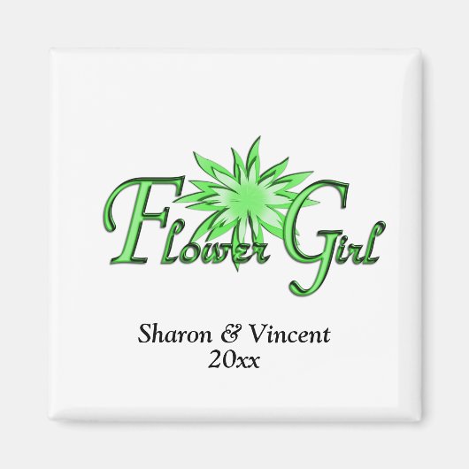 Bloemenmeisje Green Bride and Groom Date Magneet (Voorkant)