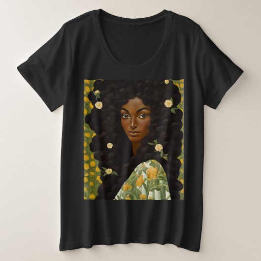 Bloemenmeisje Grote Maat T-shirt (Design voorkant)
