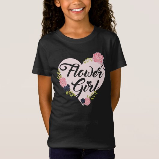 Bloemenmeisje Hart Bruidsmeisje Shirts Bruiloft (Voorkant)