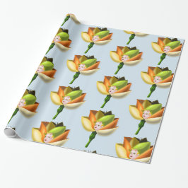 Bloemenmeisje Inpakpapier - Aanpasbaar
