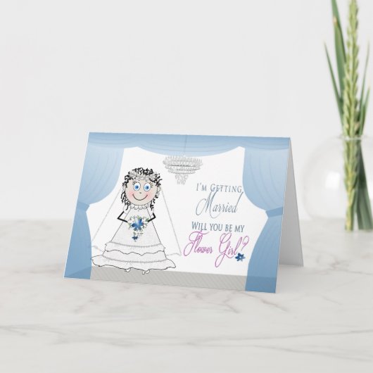 BLOEMENMEISJE INVITATIE - BRIDE MET KANDELIER (Voorkant)