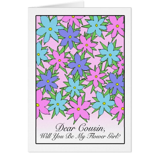 Bloemenmeisje Invitation for Cousin, pastelbloemen (Voorkant)