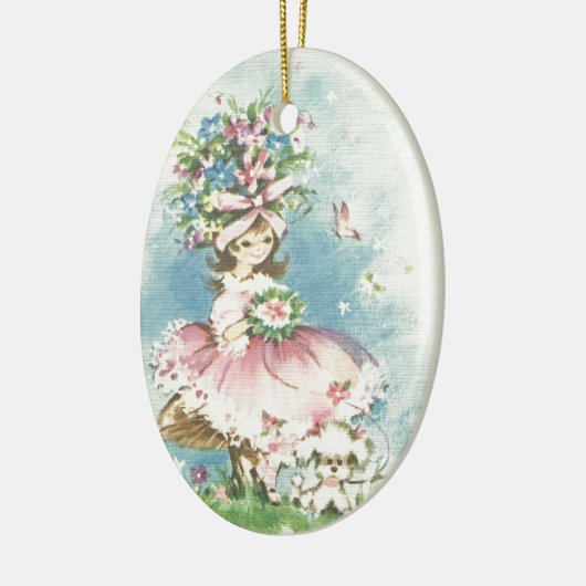 Bloemenmeisje Keramisch Ornament (Links)