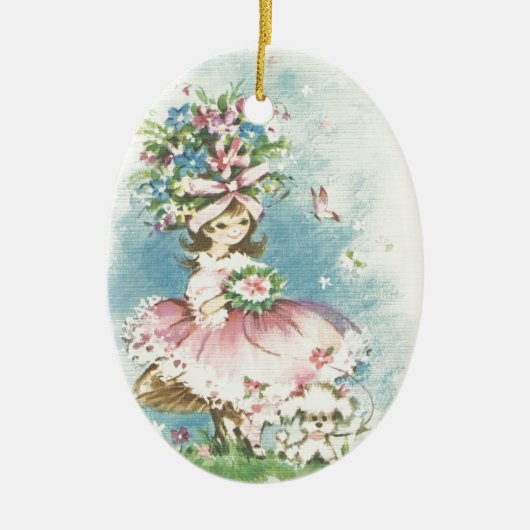  Bloemenmeisje Keramisch Ornament (Voorkant)