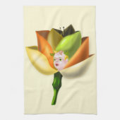 Bloemenmeisje keukenhanddoek (Verticaal)