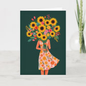 Bloemenmeisje Kleurrijk Bedankkaart (Voorkant)