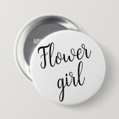 Bloemenmeisje Knop – Zwarte Script Ontwerp Ronde Button 7,6 Cm (Voorkant /achterkant)