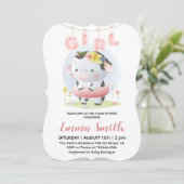 Bloemenmeisje Koe Baby shower Kaart (Staand voorkant)