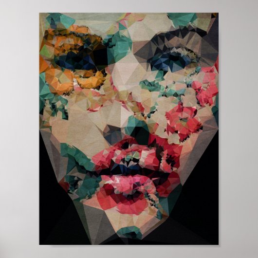 Bloemenmeisje - Kubistika van Boris Draschoff Poster (Voorkant)