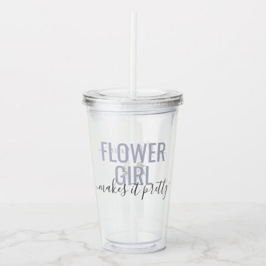 Bloemenmeisje Matching Bridal Party Name Acryl Drinkbeker (Voorkant)