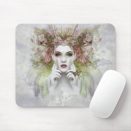 Bloemenmeisje met Butterfly Muismat (Met muis)