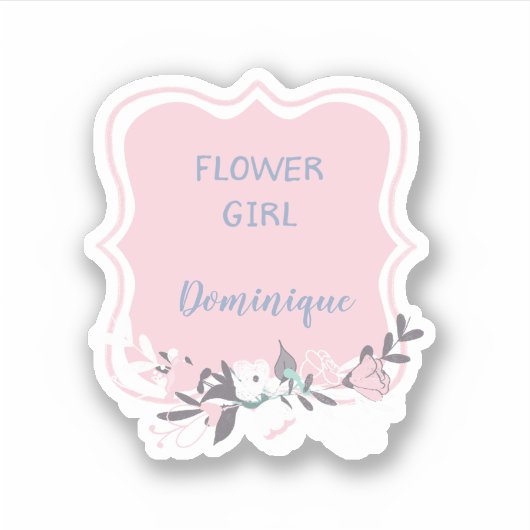 Bloemenmeisje met de naam Floral Framed Cutout Sticker (Voorkant)