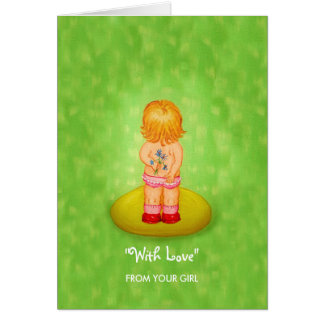 Bloemenmeisje met liefde van dochter naar ouders