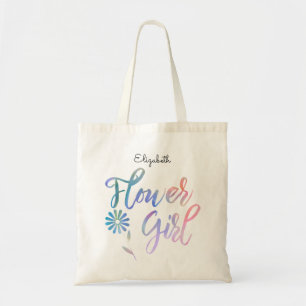Bloemenmeisje met naam tote bag