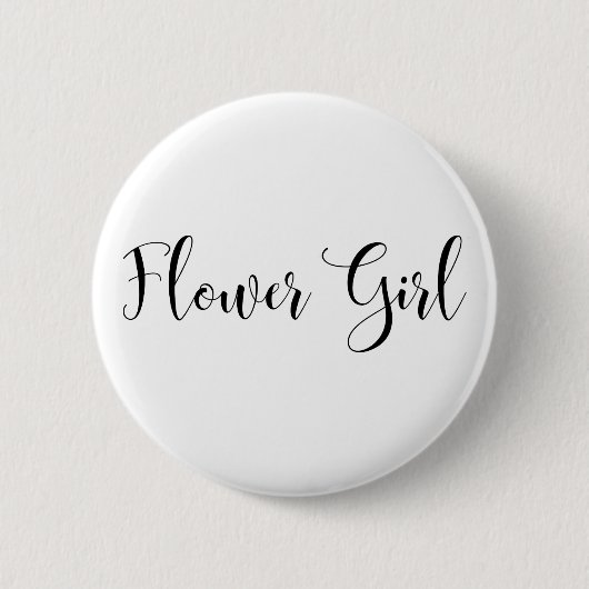 Bloemenmeisje Modern Black Script Typografie (30) Ronde Button 5,7 Cm (Voorkant)