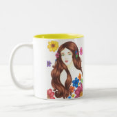 Bloemenmeisje Mok 11oz (wit/geel) (Links)